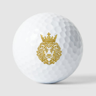 Golden Lion with Crown - Majestic Embroidery Style Golf Balls