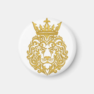 Golden Lion with Crown - Majestic Embroidery Style Magnet