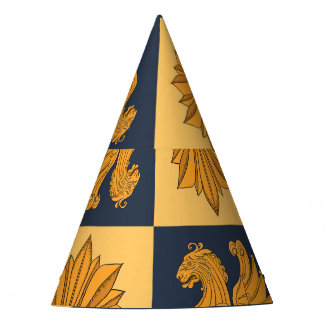 Golden lions: Art Nouveau scarf design Party Hat