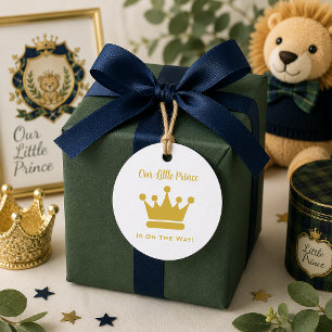 Golden Little Prince Crown Baby Boy Baby Shower Favour Tags