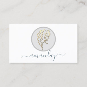 Golden Logo Hairdresser Makeup Artist Lash White Business Card