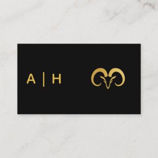 Golden look - Aries Zodiac -monogram black Business Card