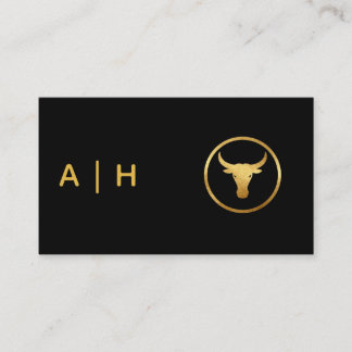 Golden look - Taurus Zodiac -monogram black Business Card