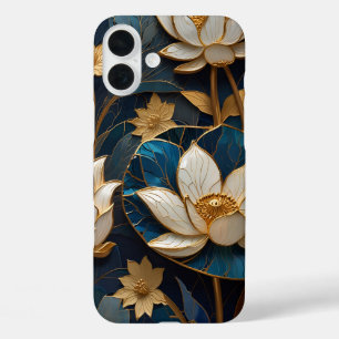 "Golden Lotus Elegance - Luxurious iPhone Case" 16 Plus Case