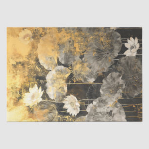 Golden Lotus Elegance watercolor Tissue Paper