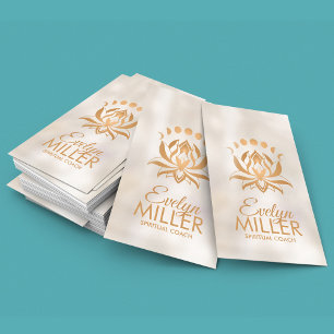 Golden Lotus flower and phases of the moon Business Card
