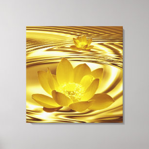 Golden lotus flower canvas print