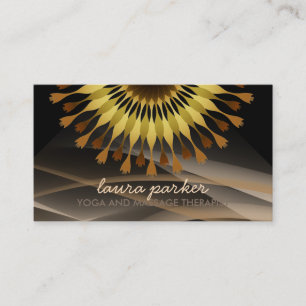 Golden Lotus Flower Waves Yoga Health Massage Business Card