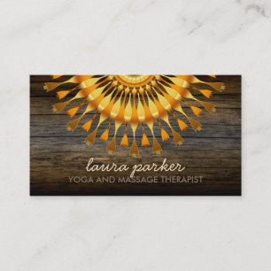 Golden Lotus Flower Wooden Yoga Health Massage Business Card