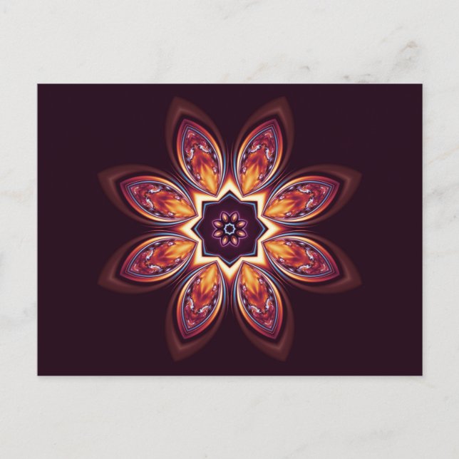 Golden Lotus Fractal Postcard (Front)