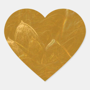 Golden Lotus Heart :  Embossed Gold Leaf Sticker