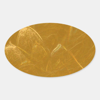 Golden Lotus Leaf - Imbossed Print Oval Sticker