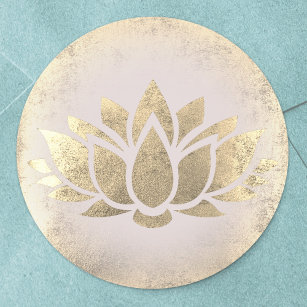 golden lotus logo classic round sticker