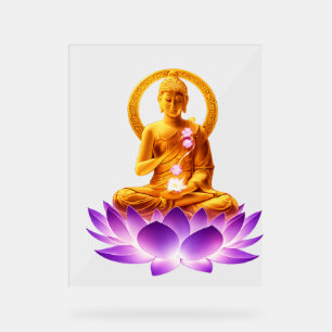 Golden Lotus Meditation Buddha Spiritual Yoga Desi Acrylic Sign