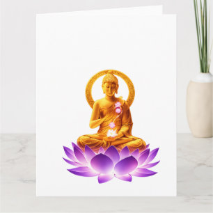 Golden Lotus Meditation Buddha Spiritual Yoga Desi Card