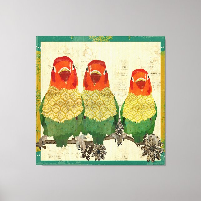 Golden Love Birds  Vintage  Canvas (Front)