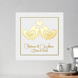 Golden Love Birds with Custom Text Foil Prints