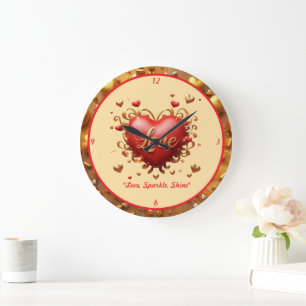 "Golden Love Embrace" Large Clock
