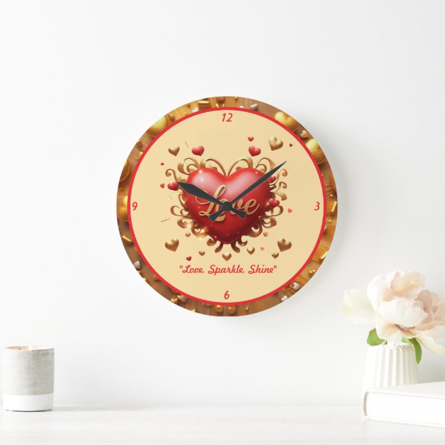 "Golden Love Embrace" Large Clock (Home)
