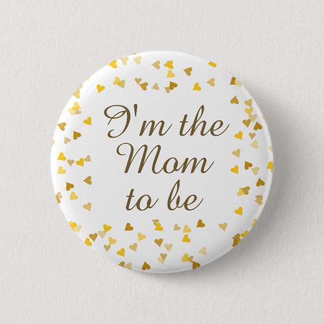 Golden Love Hearts Baby Shower / Sprinkle 2 Inch Round Button (Front)