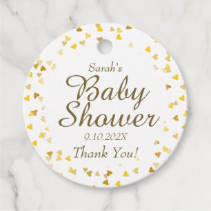 Golden Love Hearts Baby Shower / Sprinkle Favour Tags