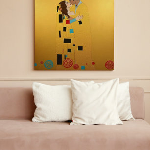 Golden Love Story ❤️ Romantic Kiss Couple Canvas Print