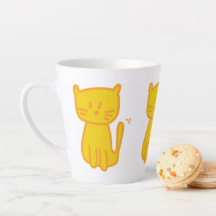 Golden Lucky Cat Doodle Latte Mug