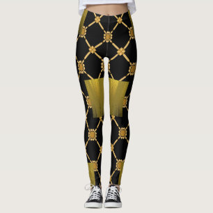 Golden Luxe: Black Elegance Leggings