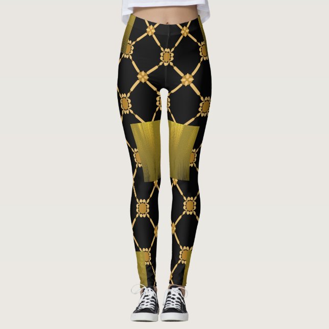 Golden Luxe : Leggings d'élégance noire (Devant)