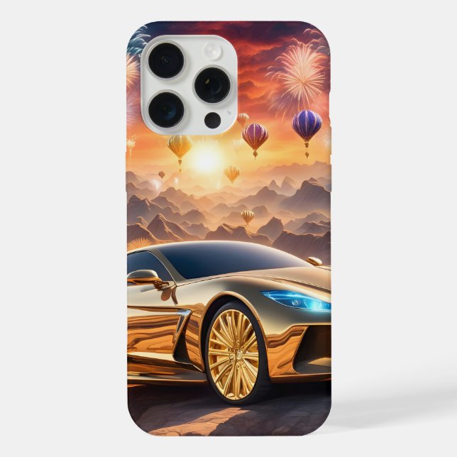 golden luxury car in a desert landscape iPhone case (Back)