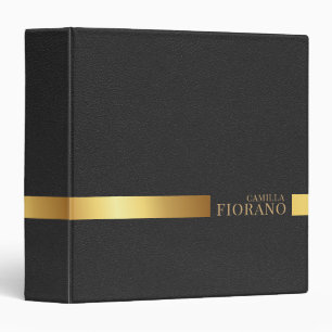 Golden Luxury Elegant Leather Texture Monogram Binder