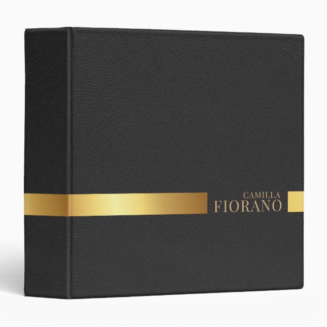 Golden Luxury Elegant Leather Texture Monogram Binder (Front/Spine)