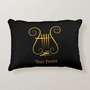 Golden Lyre Accent Pillow