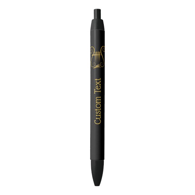 Golden Lyre Black Ink Pen (Front Vertical)