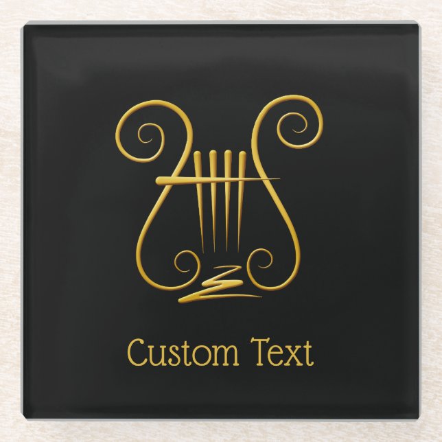 Golden Lyre Glass Coaster (Front)