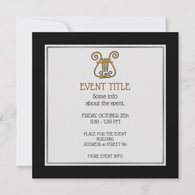 Golden Lyre Invitation (Back)