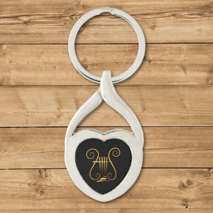 Golden Lyre Keychain