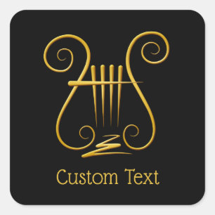 Golden Lyre Square Sticker