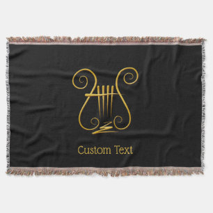 Golden Lyre Throw Blanket