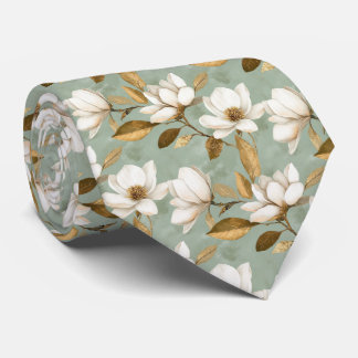 Golden Magnolia Floral Cravate