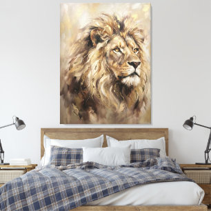 Golden Majesty Lion Abstract Luxury Wildlife  Canvas Print