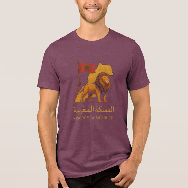 "Golden Majesty of Morocco | Lion & Arabic Kingdom Tri-Blend Shirt (Front)