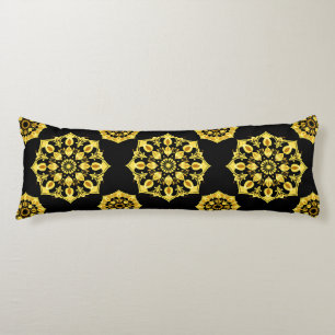 Golden Mandala Design With Symmetrical Patterns Body Pillow