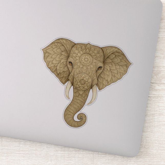 Golden Mandala Elephant Boho - Graphic Art Vinyl (Detail)