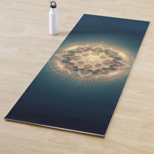 Golden Mandala Glow - Spiritual Symmetry Yoga Mat