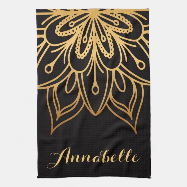 Golden Mandala Kitchen Towel (Vertical)