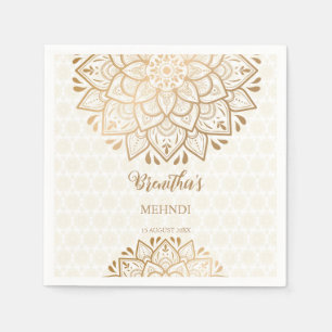 Golden mandala Mehndi personalized name Napkin