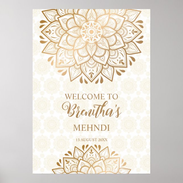 Golden mandala Mehndi personalized welcome Poster (Front)