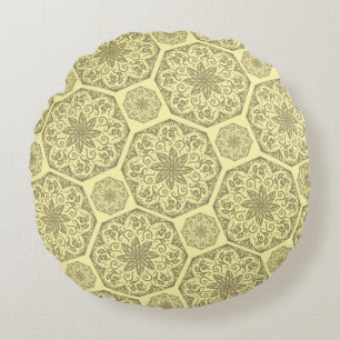 Golden Mandala Mosaic Pattern Throw Pillow