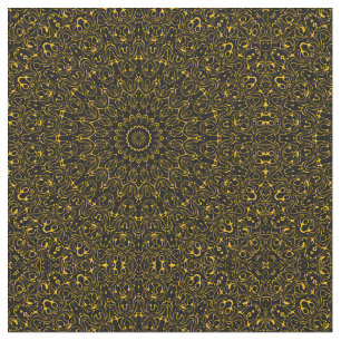Golden Mandala Pattern with Radiant Symmetry Fabric